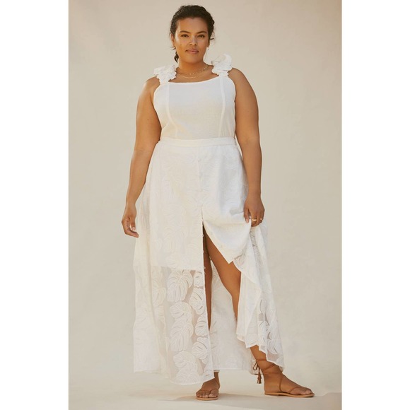 Anthropologie Dresses & Skirts - New Anthropologie Hutch Deco Leaf Maxi Skirt $188 PLUS 1X White